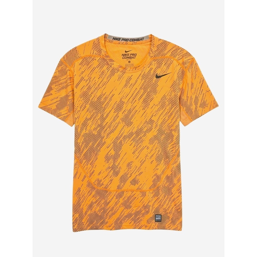 Nike Pro Combat Dri-FIT Compression Shirt XL Orange Black Graphic Athletic